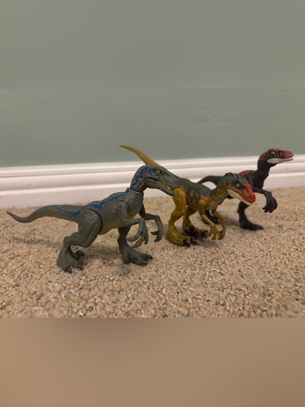 Set of Three Velociraptor Action Figures